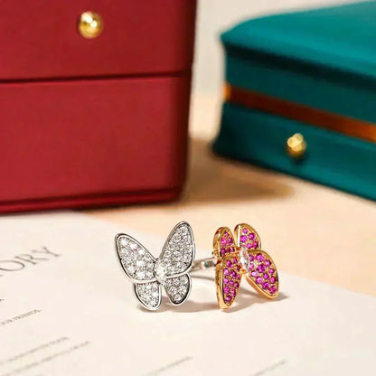 [⭐Seralia]TWIN BUTTERFLY DIAMOND RING