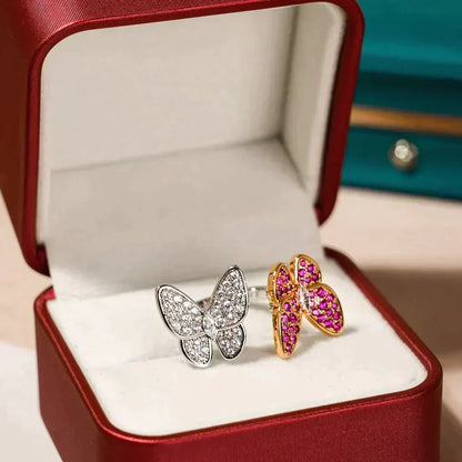 [⭐Seralia]TWIN BUTTERFLY DIAMOND RING