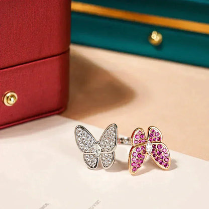 [⭐Seralia]TWIN BUTTERFLY DIAMOND RING