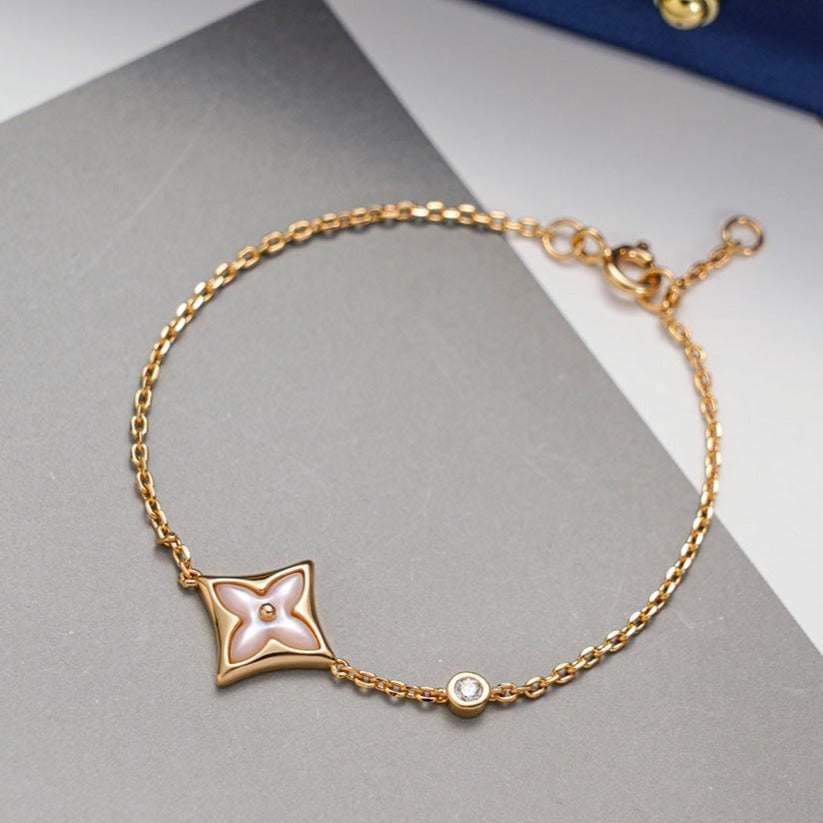 [⭐Seralia]STAR 1 DIAMOND PINK GOLD BRACELET