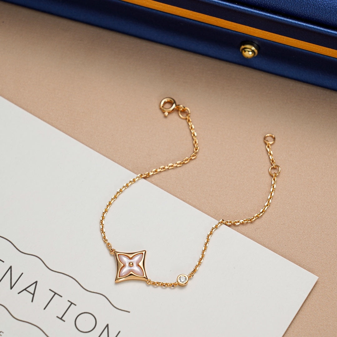 [⭐Seralia]STAR 1 DIAMOND PINK GOLD BRACELET