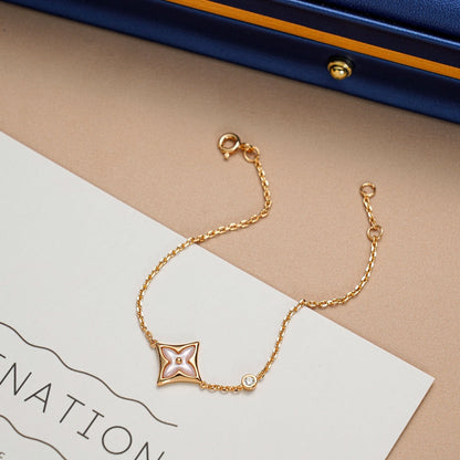 [⭐Seralia]STAR 1 DIAMOND PINK GOLD BRACELET