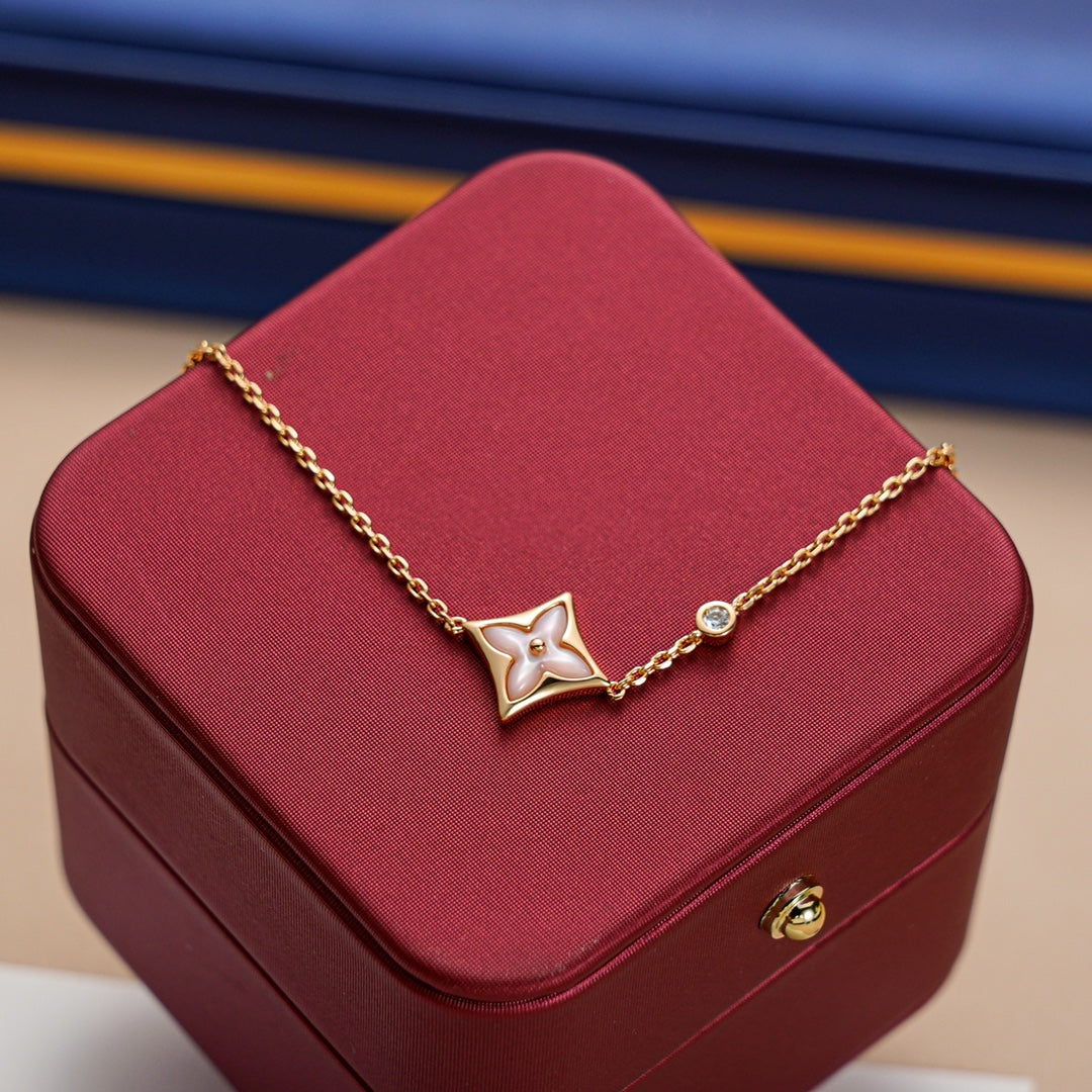 [⭐Seralia]STAR 1 DIAMOND PINK GOLD BRACELET