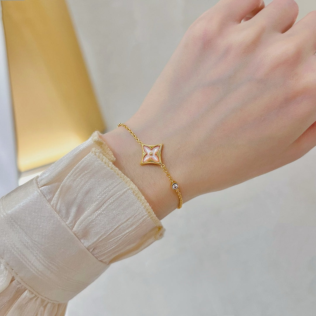 [⭐Seralia]STAR 1 DIAMOND PINK GOLD BRACELET