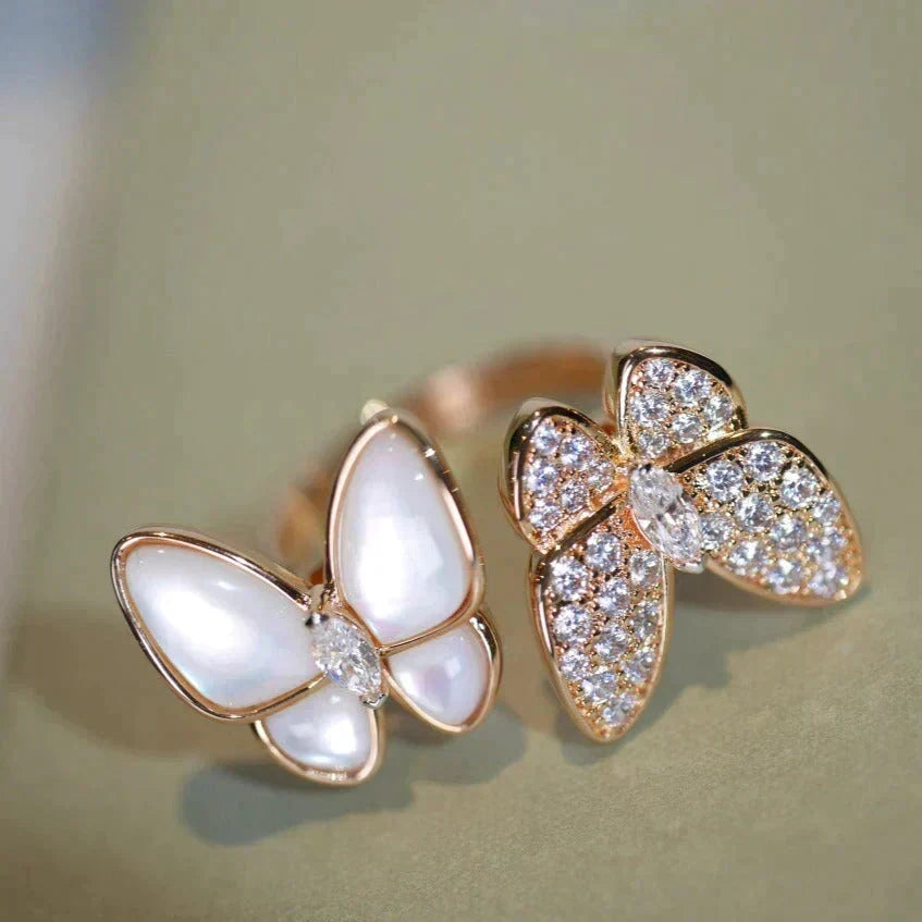 [⭐Seralia]TWIN BUTTERFLY DIAMOND MOP RING