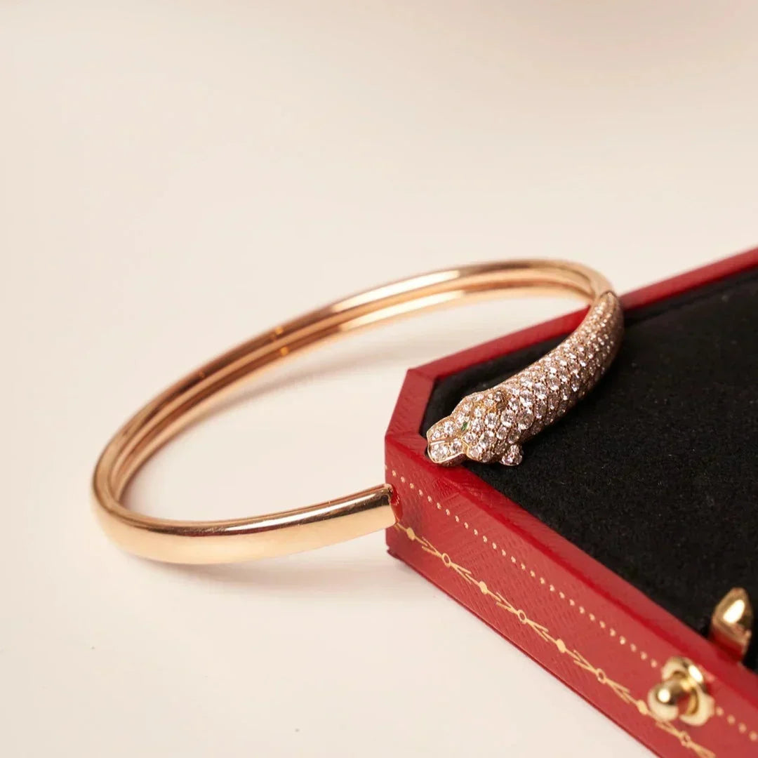 [⭐Seralia]PANTHERE HALF DIAMOND OPEN BRACELET