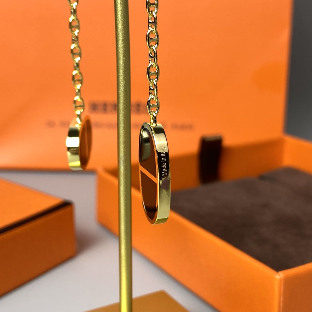 [⭐Seralia]CHAINE VERSO BLACK CERAMIC EARRINGS