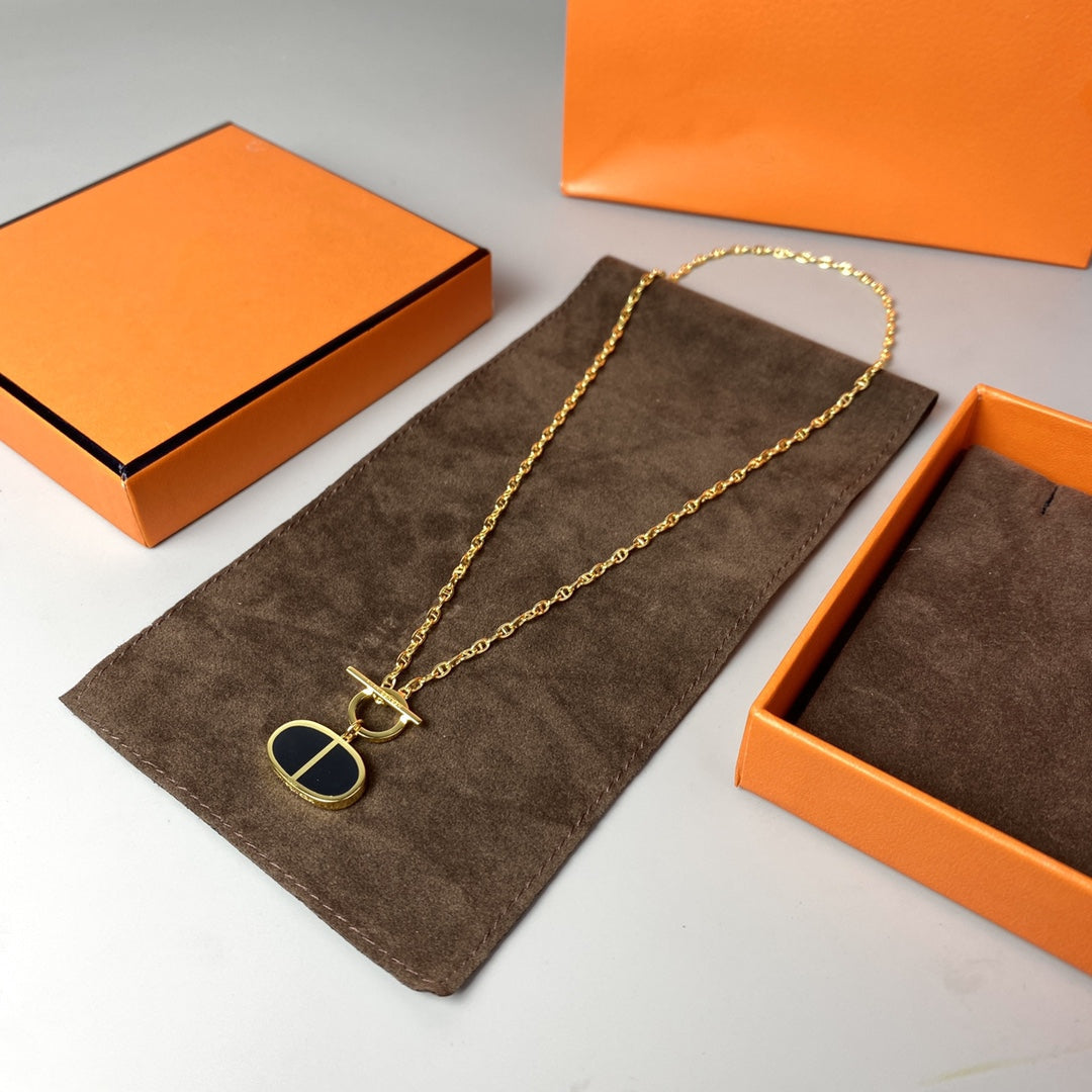 [⭐Seralia]CHAINE VERSO BLACK CERAMIC NECKLACE