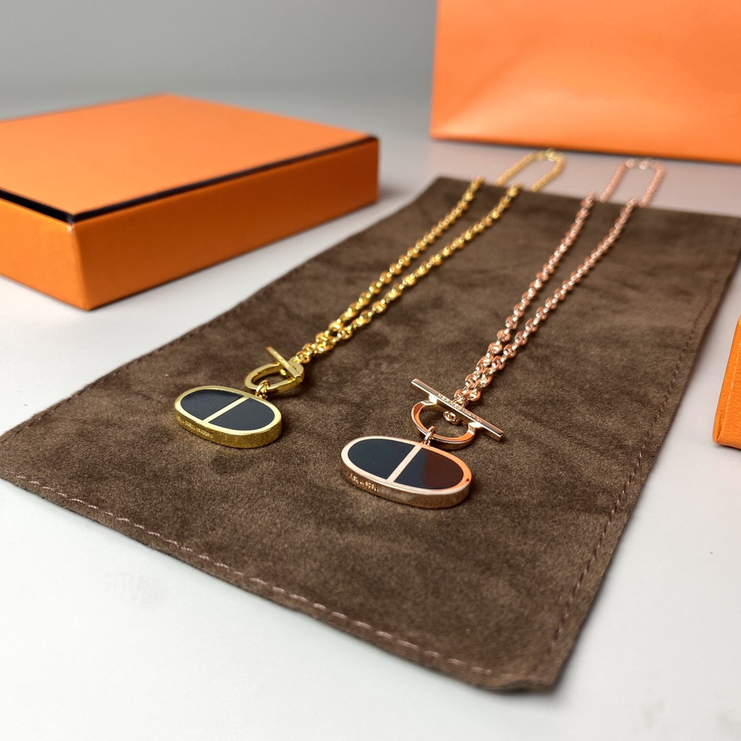 [⭐Seralia]CHAINE VERSO BLACK CERAMIC NECKLACE