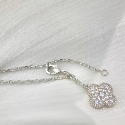 [⭐Seralia]CLOVER 5 MOTIFS SILVER DIAMONDS NECKLACE