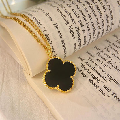 [⭐Seralia]CLOVER 25MM NECKLACE GOLD ONYX