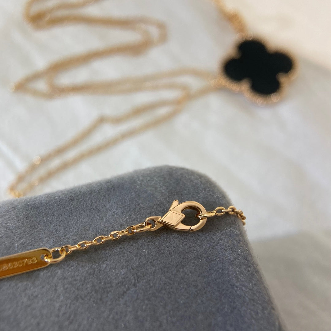 [⭐Seralia]CLOVER 25MM NECKLACE GOLD ONYX