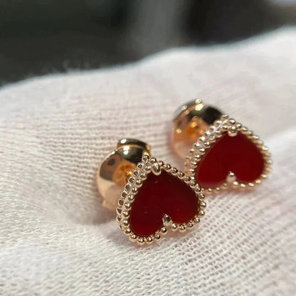 [⭐Seralia]HEART CARNELIAN STUD EARRINGS