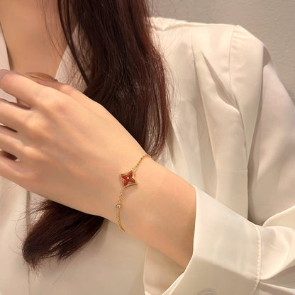 [⭐Seralia]COLOR STAR CARNELIAN PINK GOLD DIAMOND BRACELET