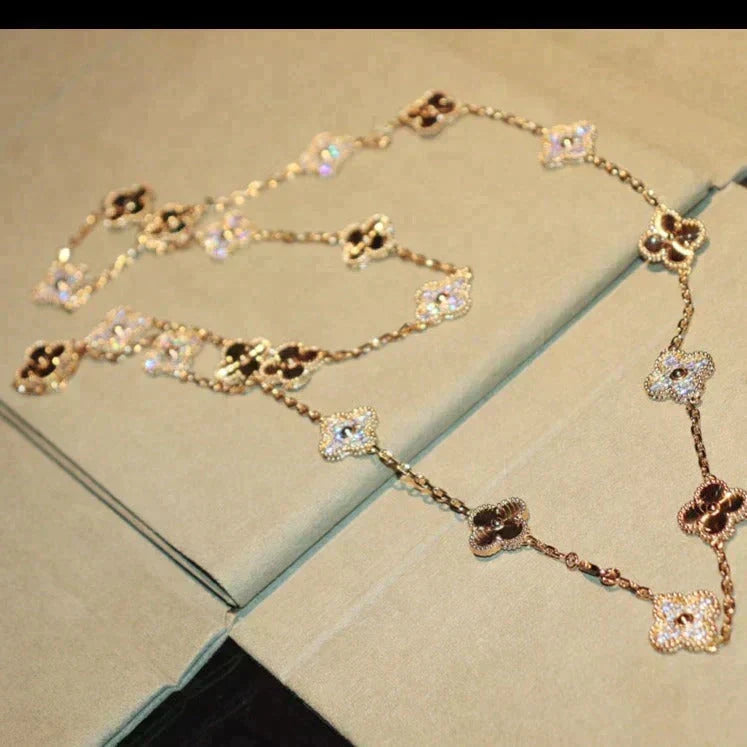 [⭐Seralia]CLOVER 20 MOTIFS LASER DIAMOND NECKLACE