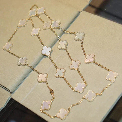 [⭐Seralia]CLOVER 20 MOTIFS WHITE MOP NECKLACE