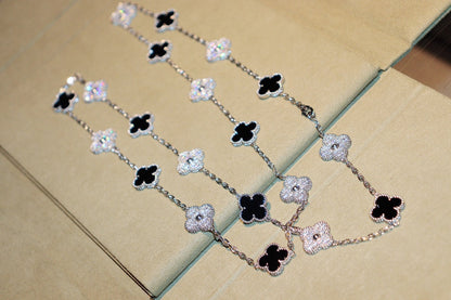 [⭐Seralia]CLOVER 20 MOTIFS ONYX DIAMOND SILVER