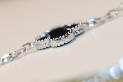 [⭐Seralia]CLOVER 20 MOTIFS ONYX DIAMOND SILVER