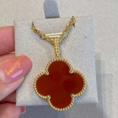 [⭐Seralia]CLOVER 25MM NECKLACE GOLD CARNELIAN