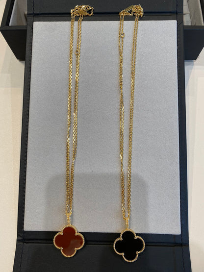 [⭐Seralia]CLOVER 25MM NECKLACE GOLD CARNELIAN