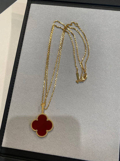 [⭐Seralia]CLOVER 25MM NECKLACE GOLD CARNELIAN