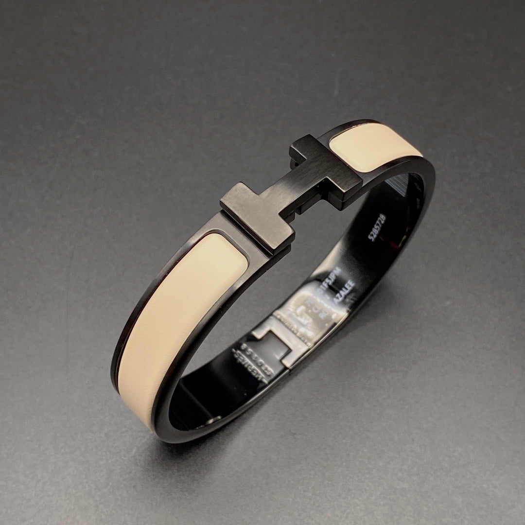 [⭐Seralia]H BRACELET 12MM BLACK BEIGE CERAMIC