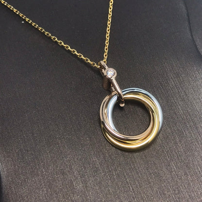 [⭐Seralia]TRINITY SILVER GOLD PINK GOLD NECKLACE