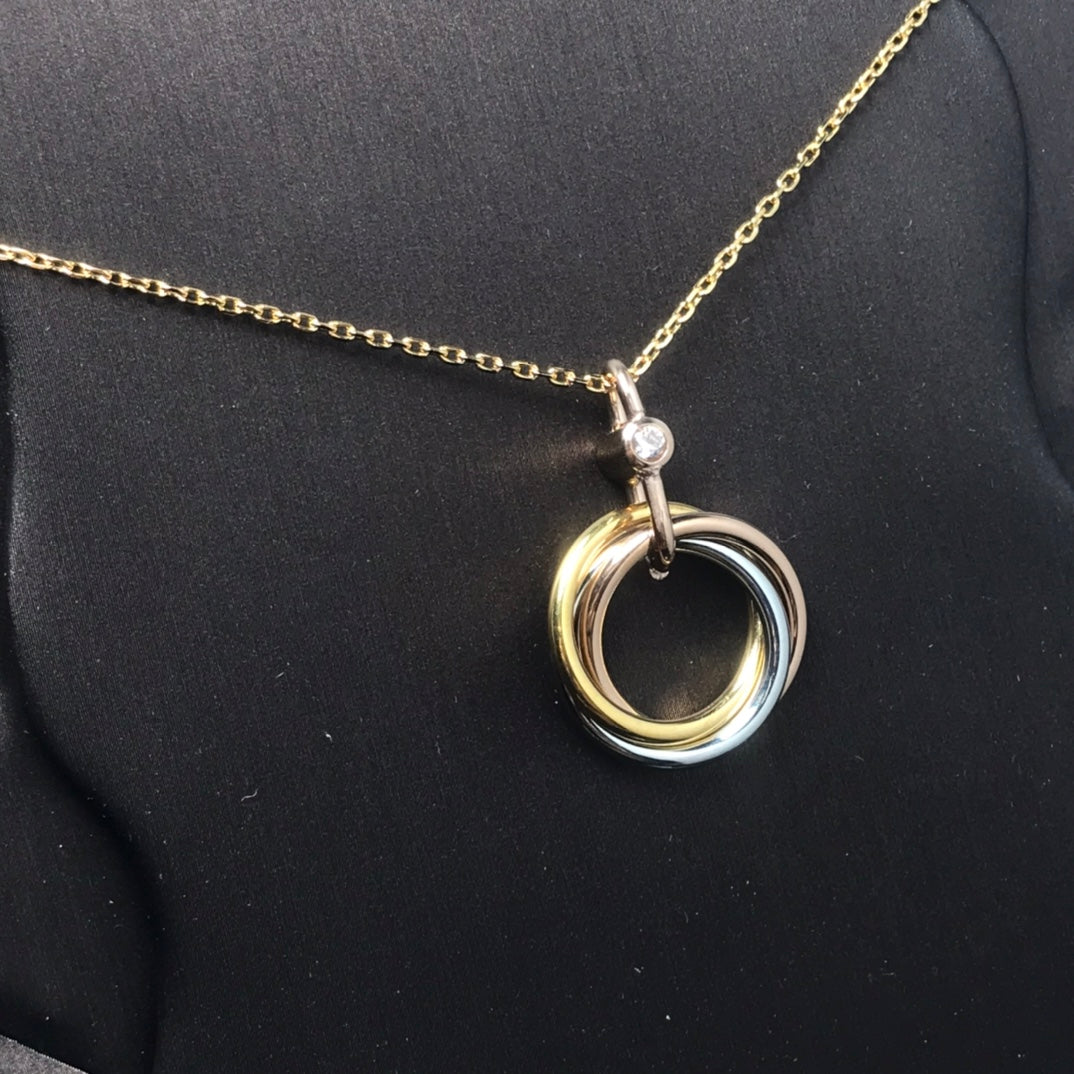 [⭐Seralia]TRINITY SILVER GOLD PINK GOLD NECKLACE