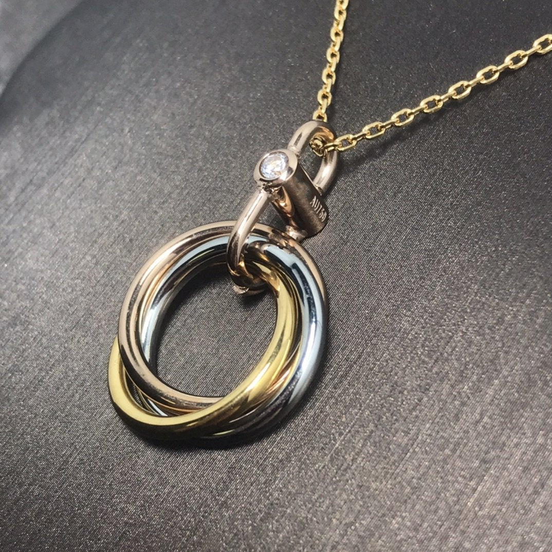 [⭐Seralia]TRINITY SILVER GOLD PINK GOLD NECKLACE