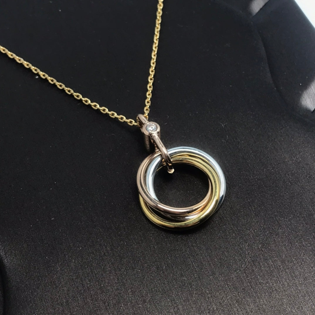 [⭐Seralia]TRINITY SILVER GOLD PINK GOLD NECKLACE