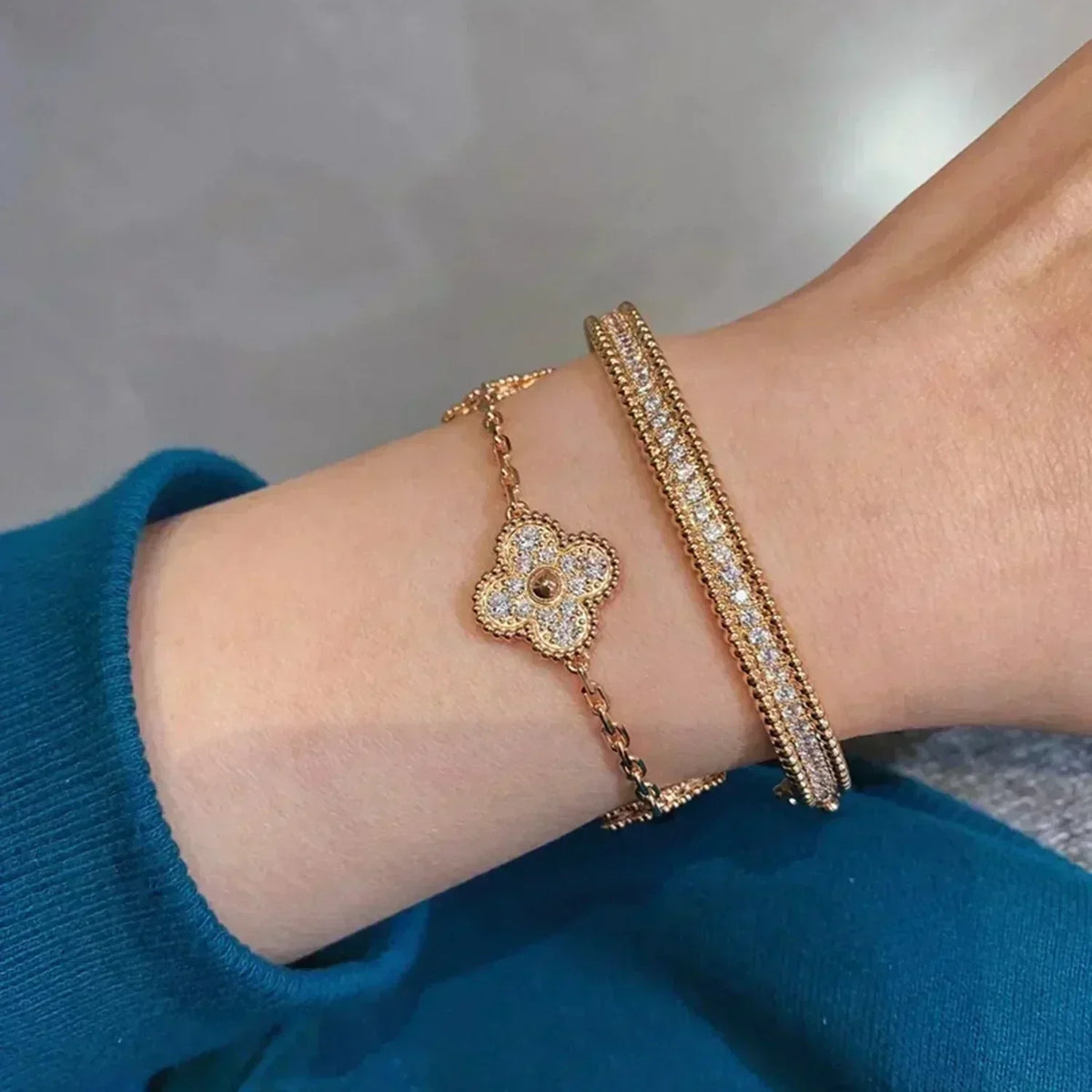 [⭐Seralia] CLOVER 5 MOTIF FULL DIAMOND BRACELET COLLECTION