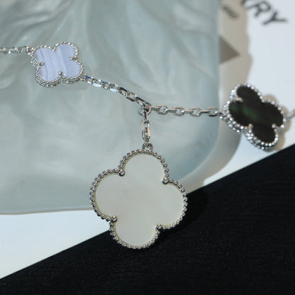 [⭐Seralia]CLOVER BRACELET 5 MOTIFS MOP CHALCEDONY SILVER