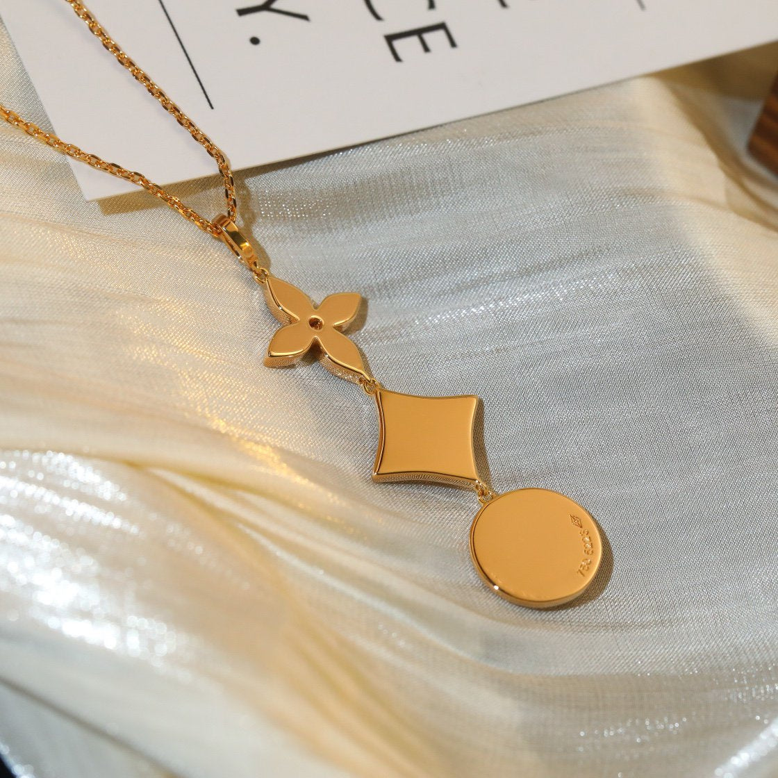 [⭐Seralia]STAR AND SUN DIAMOND PINK GOLD NECKLACE