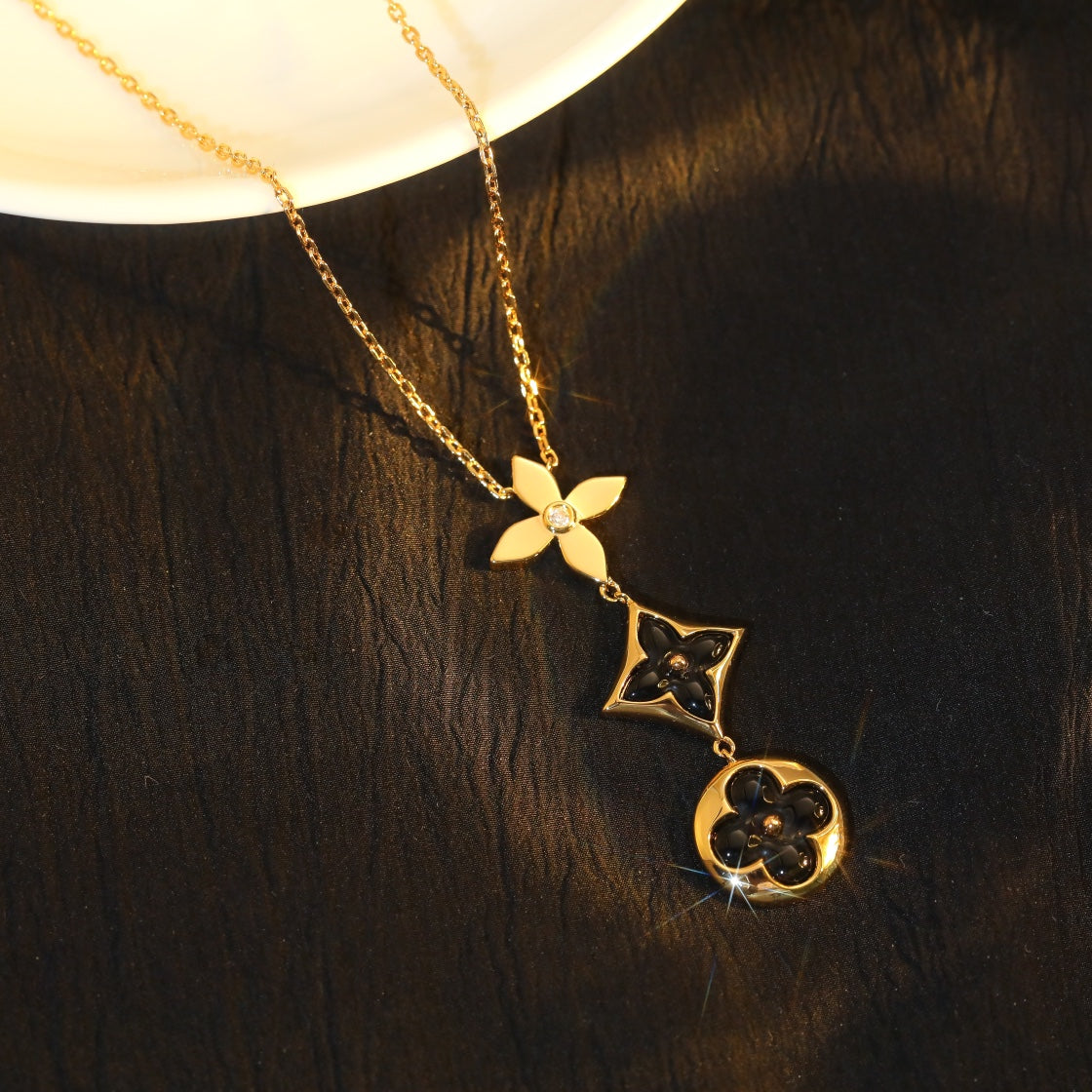 [⭐Seralia]STAR AND SUN ONYX PINK GOLD NECKLACE