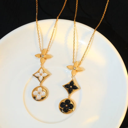 [⭐Seralia]STAR AND SUN ONYX PINK GOLD NECKLACE