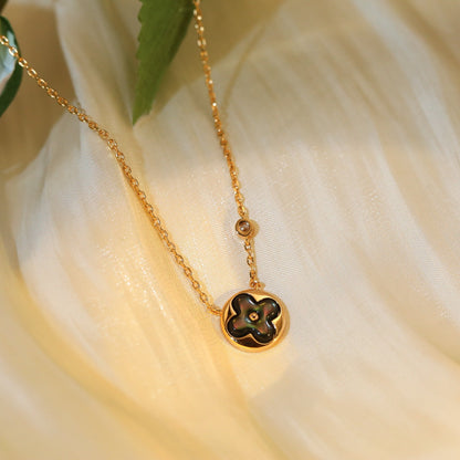 [⭐Seralia]SUN PEDANT PINK GOLD 1 DIAMOND NECKLACE