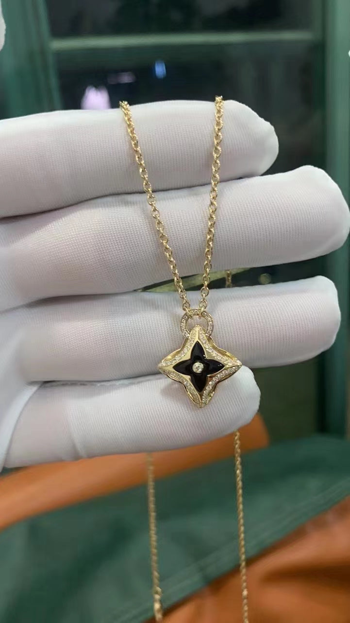 [⭐Seralia]STAR PEDANT PINK GOLD DIAMOND NECKLACE