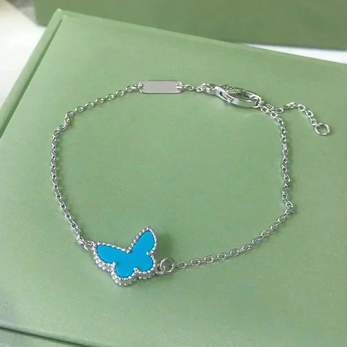 [⭐Seralia]BUTTERFLY TURQUOISE BUTTERFLY BRACELET SILVER