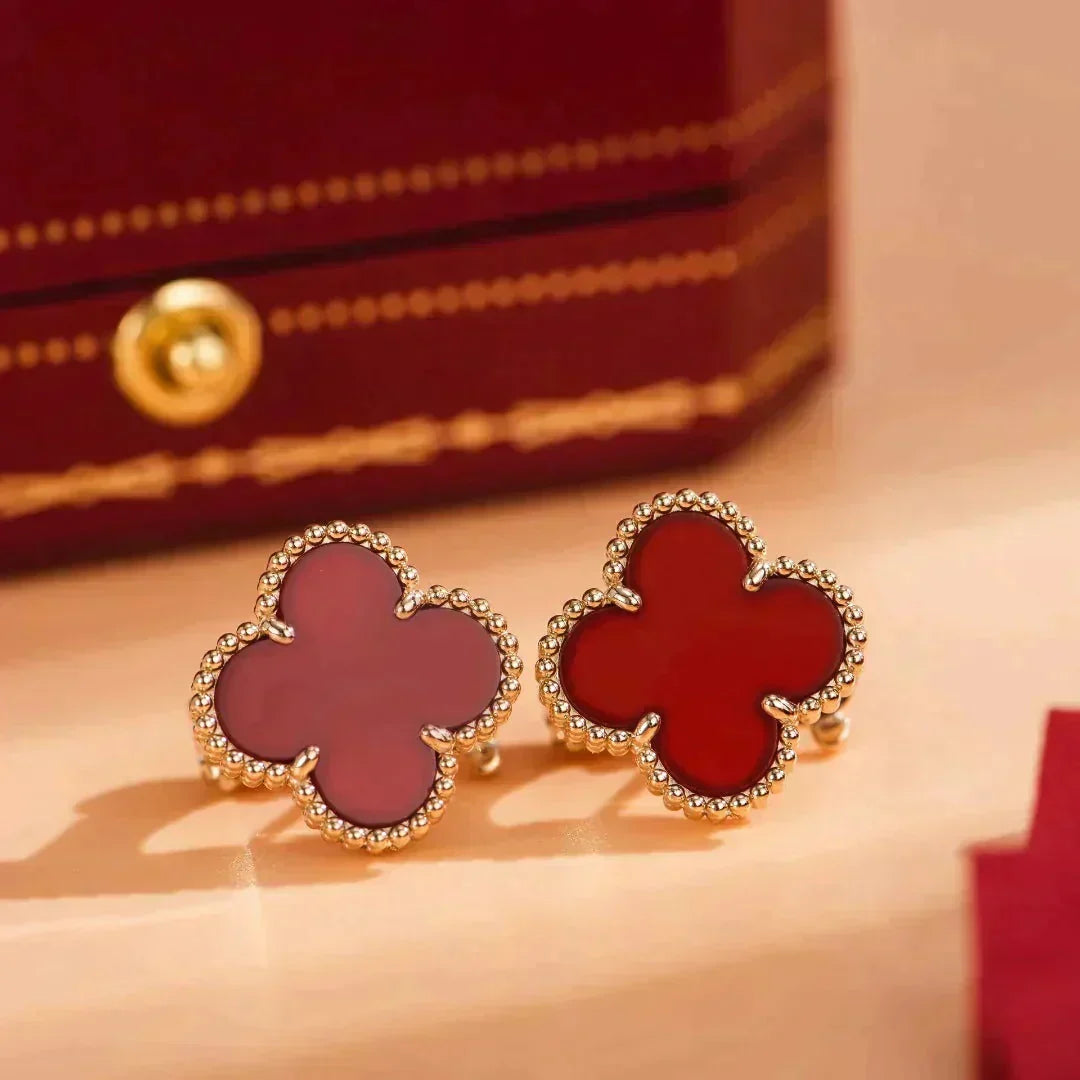 [⭐Seralia]CLOVER MEDIUM 1 MOTIFS CARNELIAN  EARRINGS