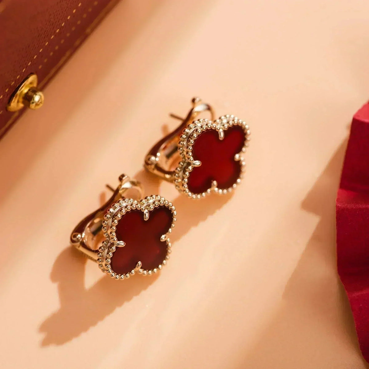 [⭐Seralia]CLOVER MEDIUM 1 MOTIFS CARNELIAN  EARRINGS