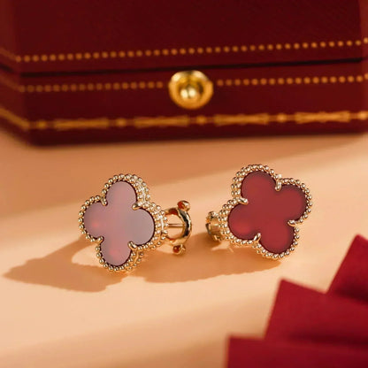 [⭐Seralia]CLOVER MEDIUM 1 MOTIFS CARNELIAN  EARRINGS