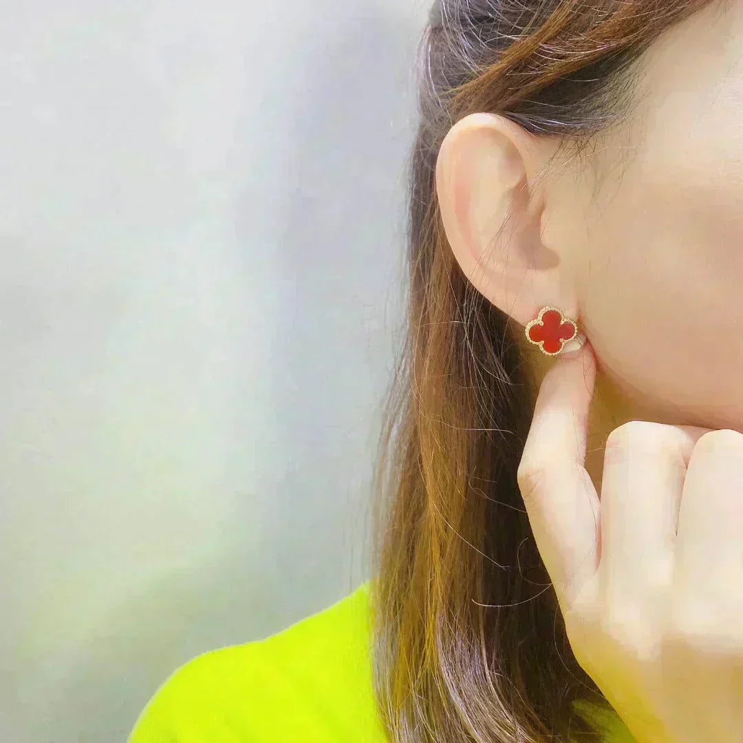 [⭐Seralia]CLOVER MEDIUM 1 MOTIFS CARNELIAN  EARRINGS