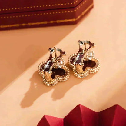 [⭐Seralia]CLOVER MEDIUM 1 MOTIFS CARNELIAN  EARRINGS