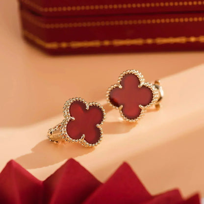 [⭐Seralia]CLOVER MEDIUM 1 MOTIFS CARNELIAN  EARRINGS
