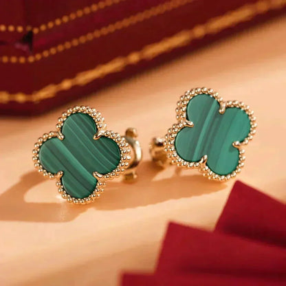 [⭐Seralia]CLOVER MEDIUM 1 MOTIFS MALACHITE  EARRINGS
