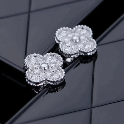 [⭐Seralia]CLOVER 1 MOTIFS DIAMOND STUD EARRINGS SILVER