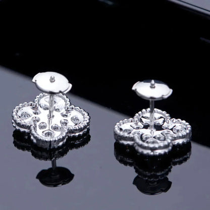 [⭐Seralia]CLOVER 1 MOTIFS DIAMOND STUD EARRINGS SILVER