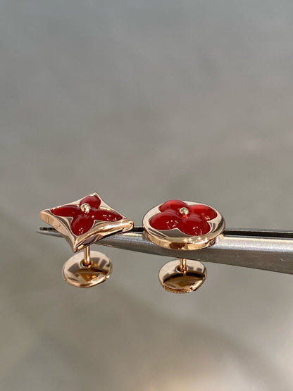 [⭐Seralia]STAR AND SUN PINK GOLD CARNELIAN STUD EARRINGS