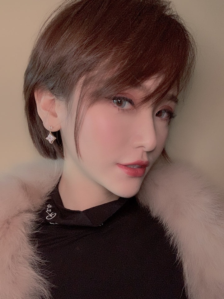 [⭐Seralia]DOUBLE STAR PINK GOLD MOP DROP EARRINGS