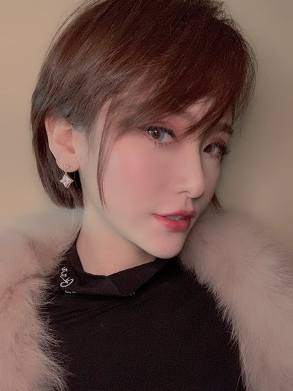 [⭐Seralia]DOUBLE STAR PINK GOLD MOP DROP EARRINGS
